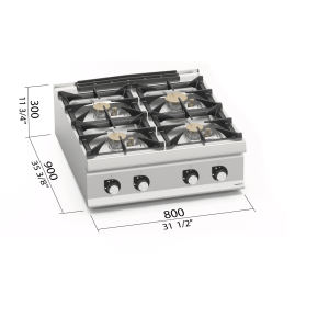 COCINA 4 FUEGOS A GAS BERTOS LX900 MOD. LXG9F4PS