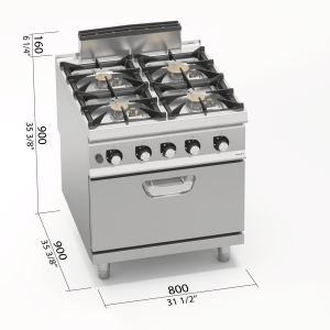 COCINA 4 FUEG GAS+HORNO 2/1 BERTOS S900 SG9F4PS+FG