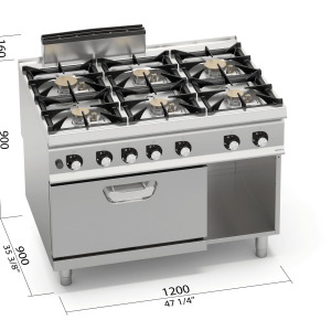 COCINA 6 FUEG GAS+HORNO 2/1 BERTOS S900 SG9F6PS+FG