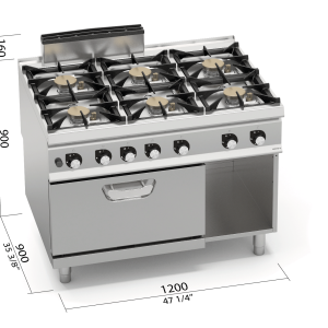 COCINA 6F GAS POT +AGUA+HORNO S900 SG9F6PSP+FG/SC