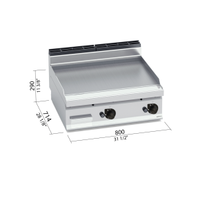 FRY-TOP LISO GAS ACERO RE SOBREMESA BERTOS G7FL8B2