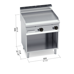 FRY-TOP RAN GAS ACERO CON MUEBLE BERTOS G7FR8M-2