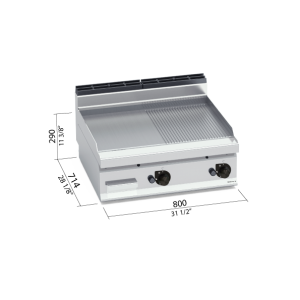 FRY-TOP LI-RAN GAS ACERO SOBREMESA BERTOS G7FM8B-2