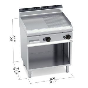 FRY-TOP LI-RAN GAS ACERO CON MUEBLE BERTOS G7FM8M2