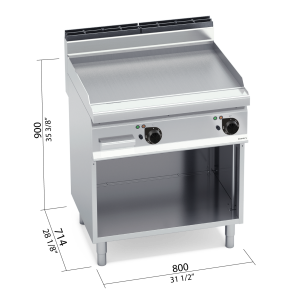 FRY-TOP LISO EL ACERO CON MUEBLE BERTOS E7FL8MP-2