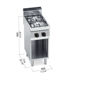 COCINA 700 2 FUEG GAS POTEN + MUEBLE BERTOS G7F2MP