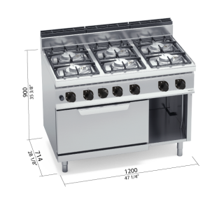 COCINA 700 6 FUE POT+HOR GN2/1 GAS BERTOS G7F6P+FG