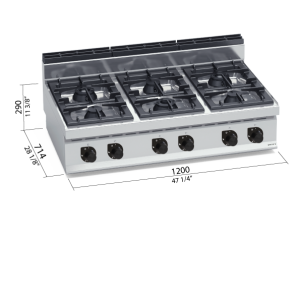 COCINA 700 6 FUEGOS A GAS BERTOS MOD. G7F6B