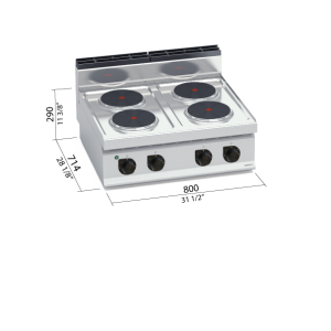 COCINA 4 FUE RED ELECT SOBREMESA BERTOS MOD E7P4B