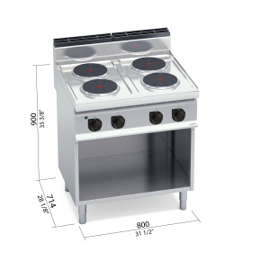 COCINA 4 FUE RED ELECT CON MUEBLE BERTOS MOD E7P4M