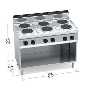 COCINA 6 FUE RED ELECT CON MUEBLE BERTOS MOD E7P6M