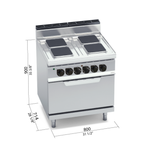 COCINA 4 FU CUA ELECT+HORNO 2/1 BERTOS MOD E7P4+FE