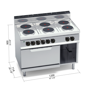 COCINA 6 FU RED ELECT+HORNO 2/1 BERTOS MOD E7P6+FE