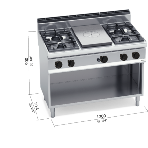 COCINA 4 F GAS+RADIANTE+MUEBLE BERTOS MOD G7T4P4FM