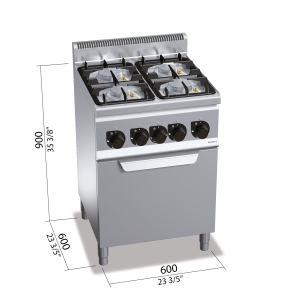 COCINA 4 FUEGOS A GAS+HORNO 1/1 BERTOS G6F4PW+FG1