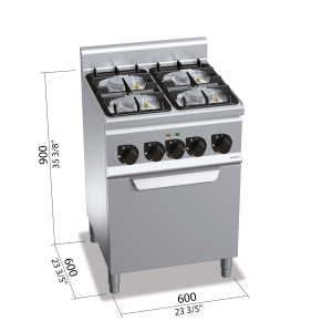 COCINA 4 FUEGOS GAS+HORNO EL 1/1 BERTOS G6F4PW+FE1
