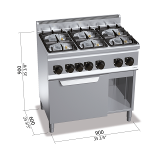 COCINA 6 FUEGOS GAS+HORNO MAXI BERTOS G6F6PW+FG1