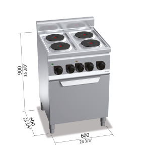 COCINA 4 FUEGOS ELECT+HORNO GN 1/1 BERTOS E6P4+FE1