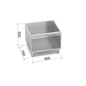 SOPORTE INOX ABIERTO 800 LX900 BERTOS 9SG80