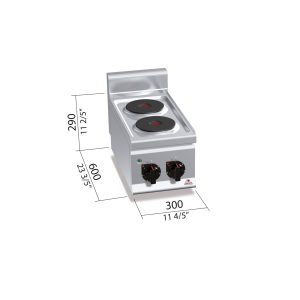 COCINA 2 FUEGOS ELECTRICA SOBREMESA BERTOS E6P2B