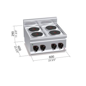 COCINA 4 FUEGOS ELECTRICA SOBREMESA BERTOS E6P4B