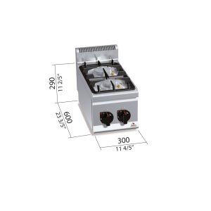 COCINA 2 FUEGOS A GAS SOBREMESA BERTOS G6F2BPW