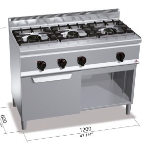 COCINA 3 FUEGOS GAS+HORNO GN1/1 BERTOS G6F3H12+FG1
