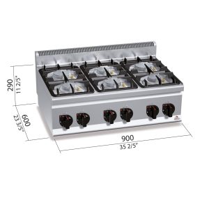 COCINA 6 FUEGOS A GAS SOBREMESA BERTOS G6F6BPW