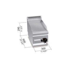 FRY-TOP ACANALADO GAS 300 ACERO RECT G6FR3B BERTOS