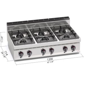 COCINA 700 6 FUEGOS A GAS POTEN. BERTOS MOD G7F6BP