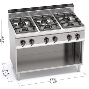 COCINA 700 6 FUEG GAS POTEN + MUEBLE BERTOS G7F6MP